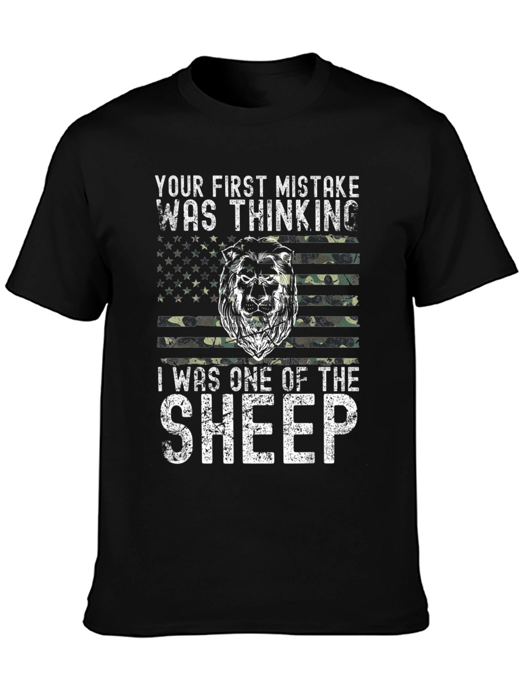 Lion American Flag Graphic T-Shirt