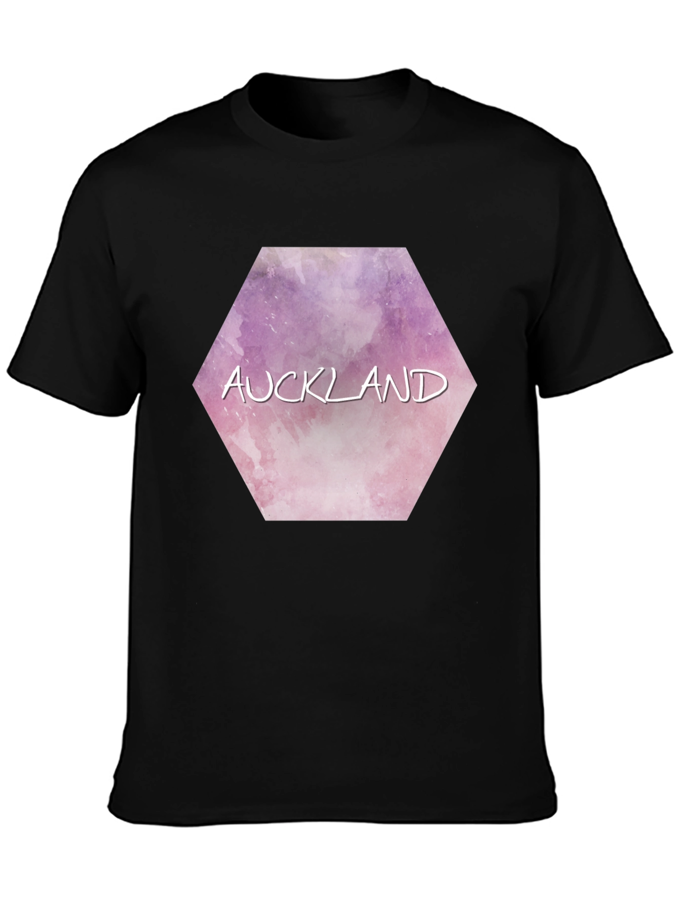 Auckland Hexagon Watercolor Graphic Tee - Black