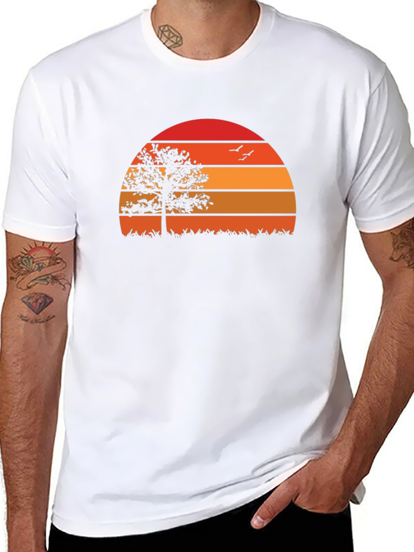 Sunset Tree Graphic Tee - Nature Inspired Black T-Shirt