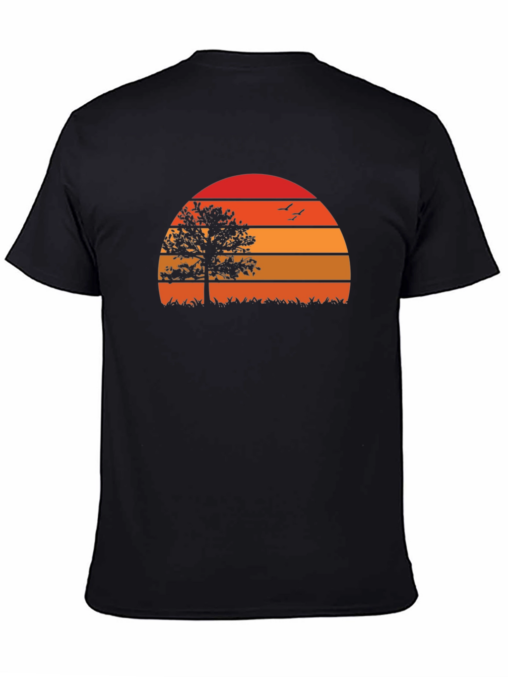 Sunset Tree Graphic Tee - Nature Inspired Black T-Shirt