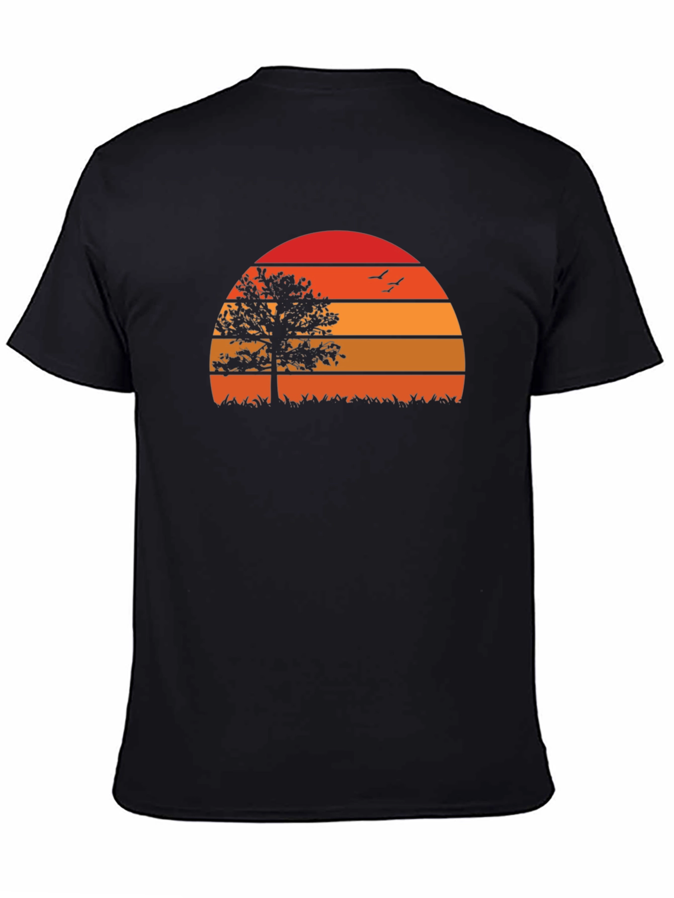 Sunset Tree Graphic Tee - Nature Inspired Black T-Shirt
