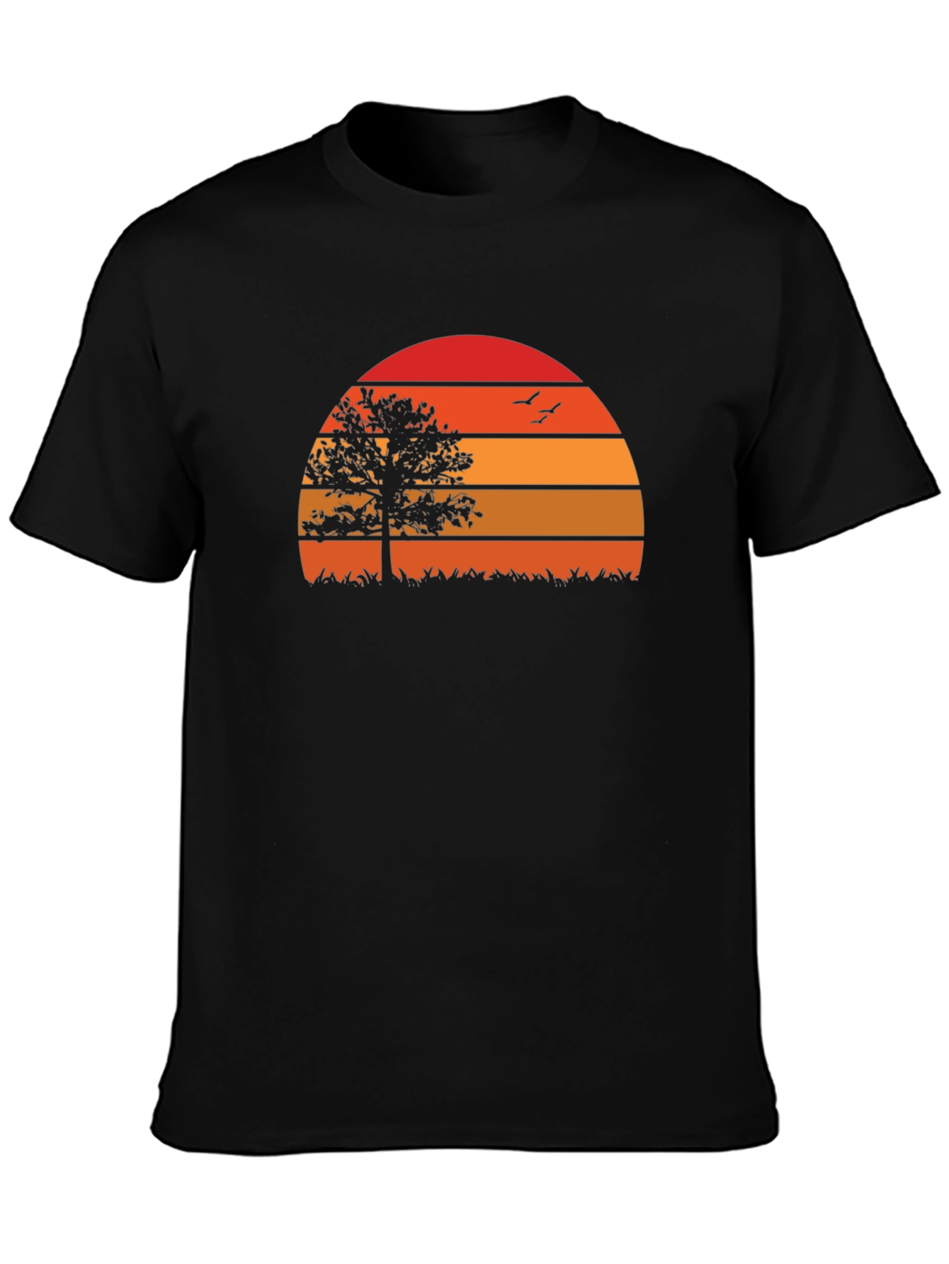 Sunset Tree Graphic Tee - Nature Inspired Black T-Shirt