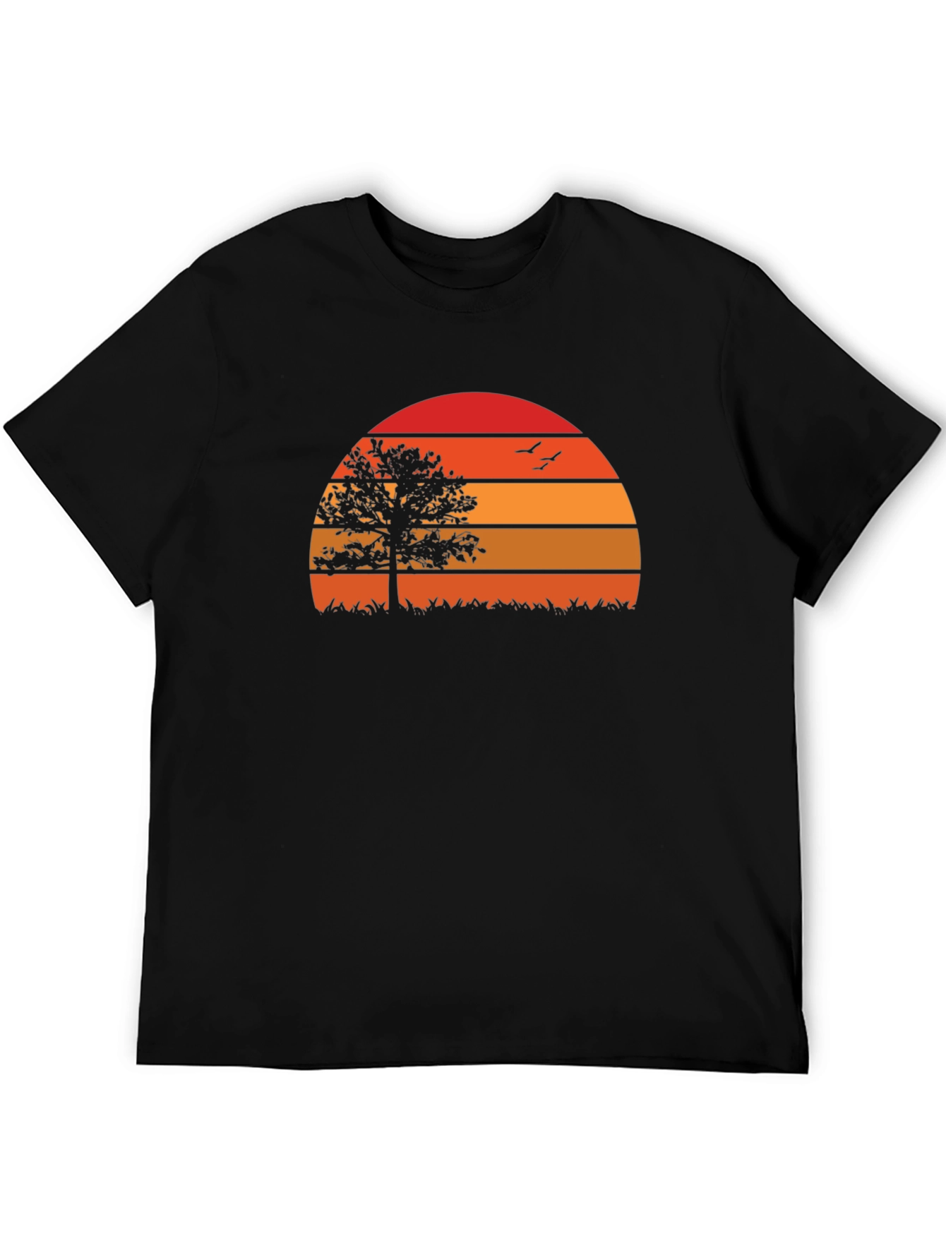 Sunset Tree Graphic Tee - Nature Inspired Black T-Shirt