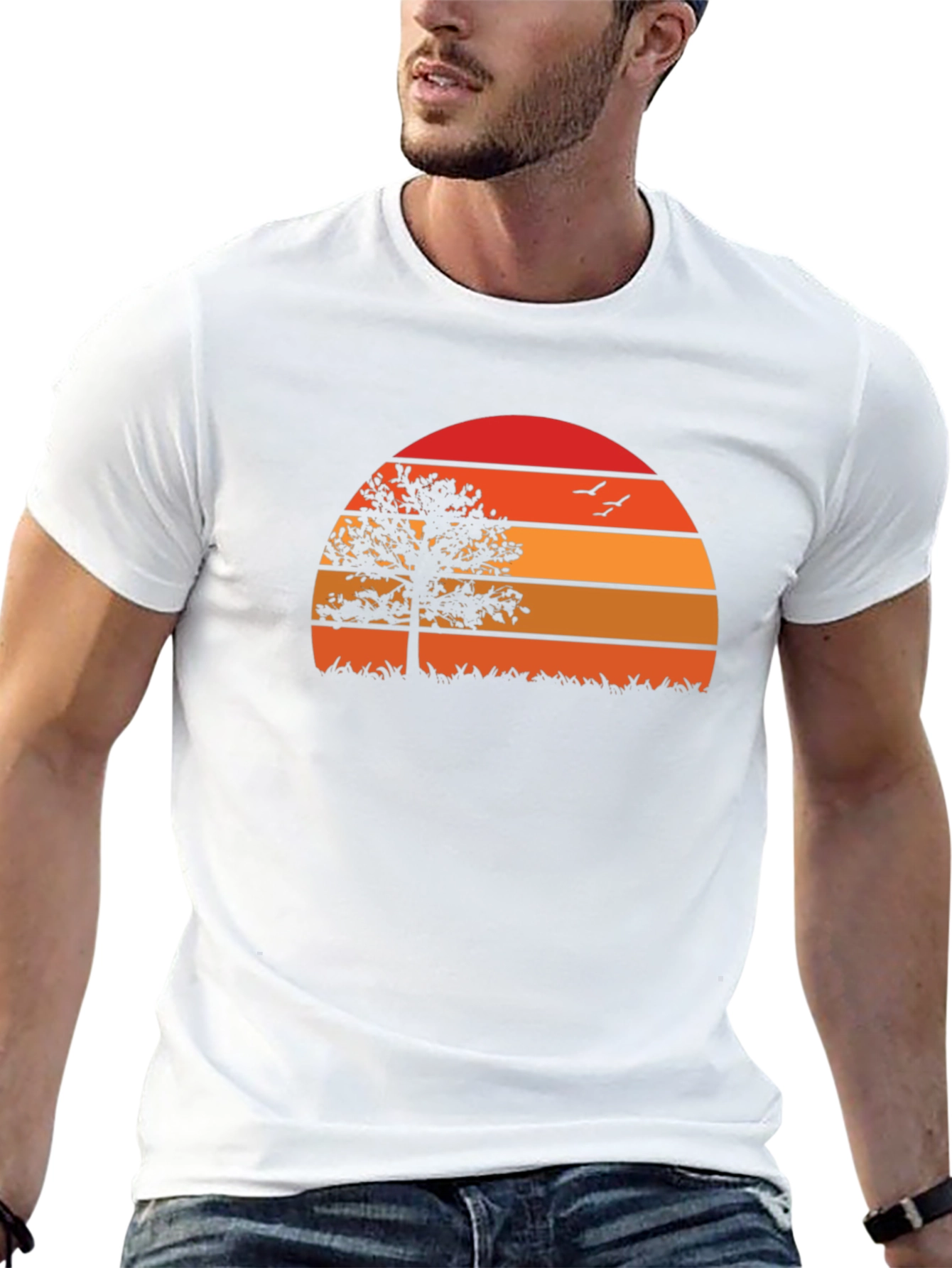 Sunset Tree Graphic Tee - Nature Inspired Black T-Shirt