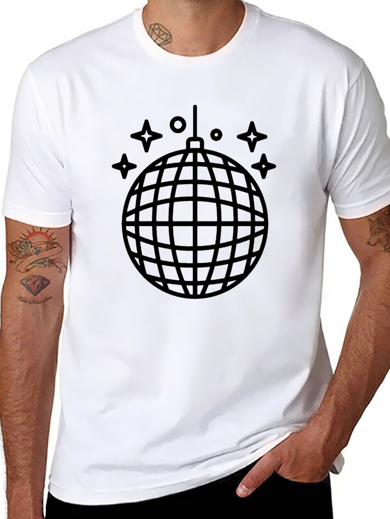Disco Ball Graphic Black T-Shirt