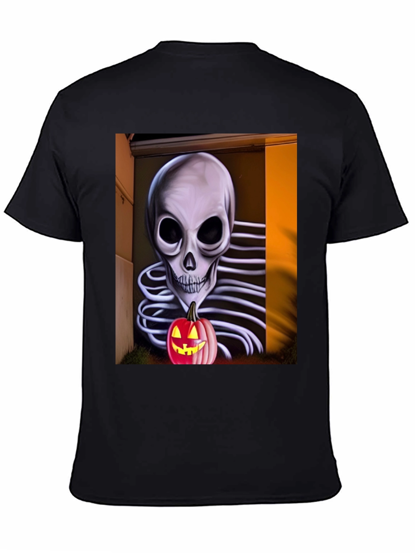 Halloween Skeleton Pumpkin Graphic Tee