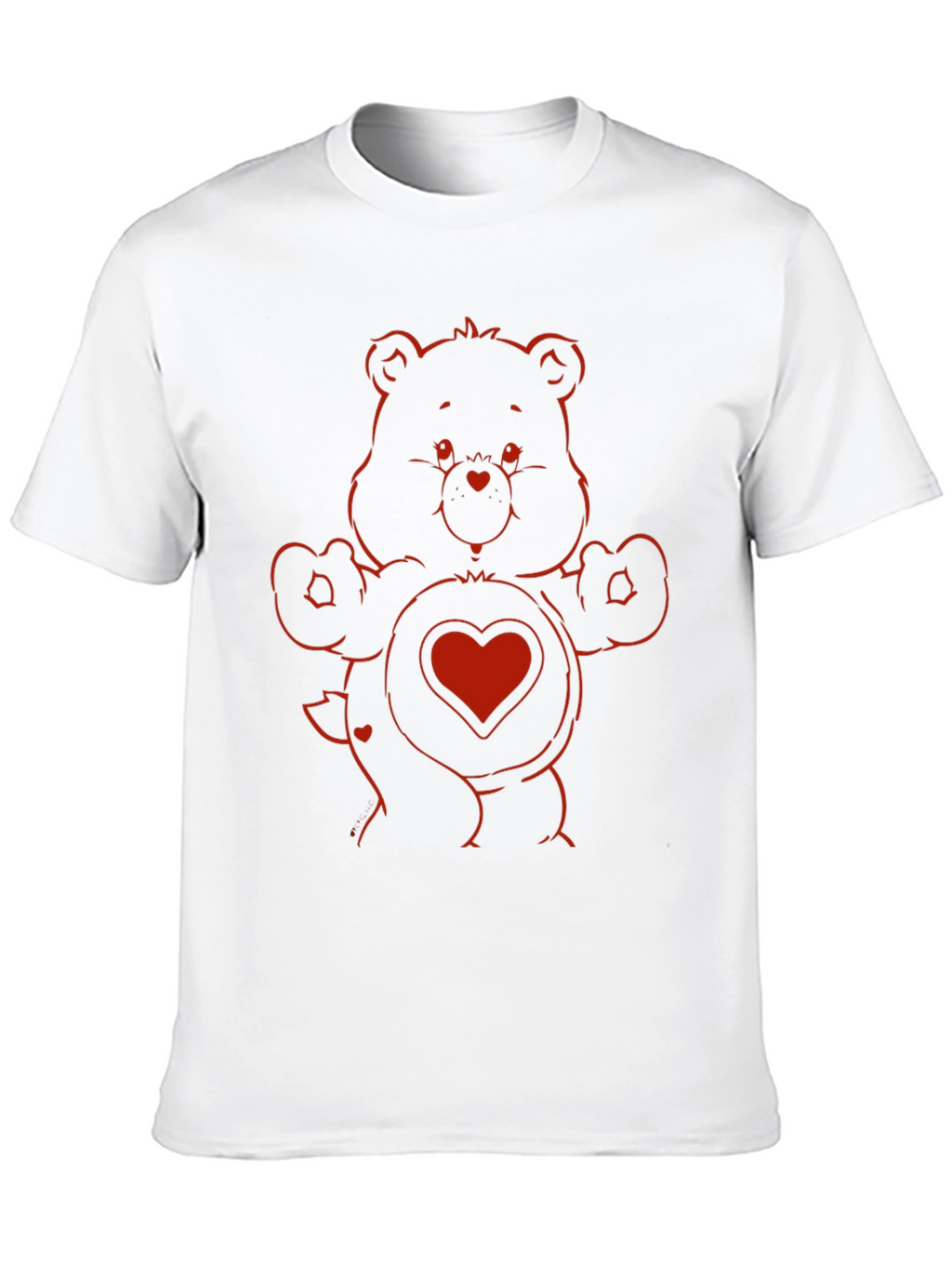 Red Bear Heart Graphic Black T-Shirt
