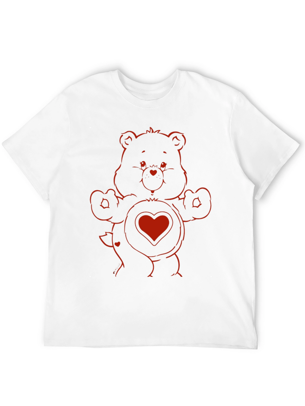Red Bear Heart Graphic Black T-Shirt
