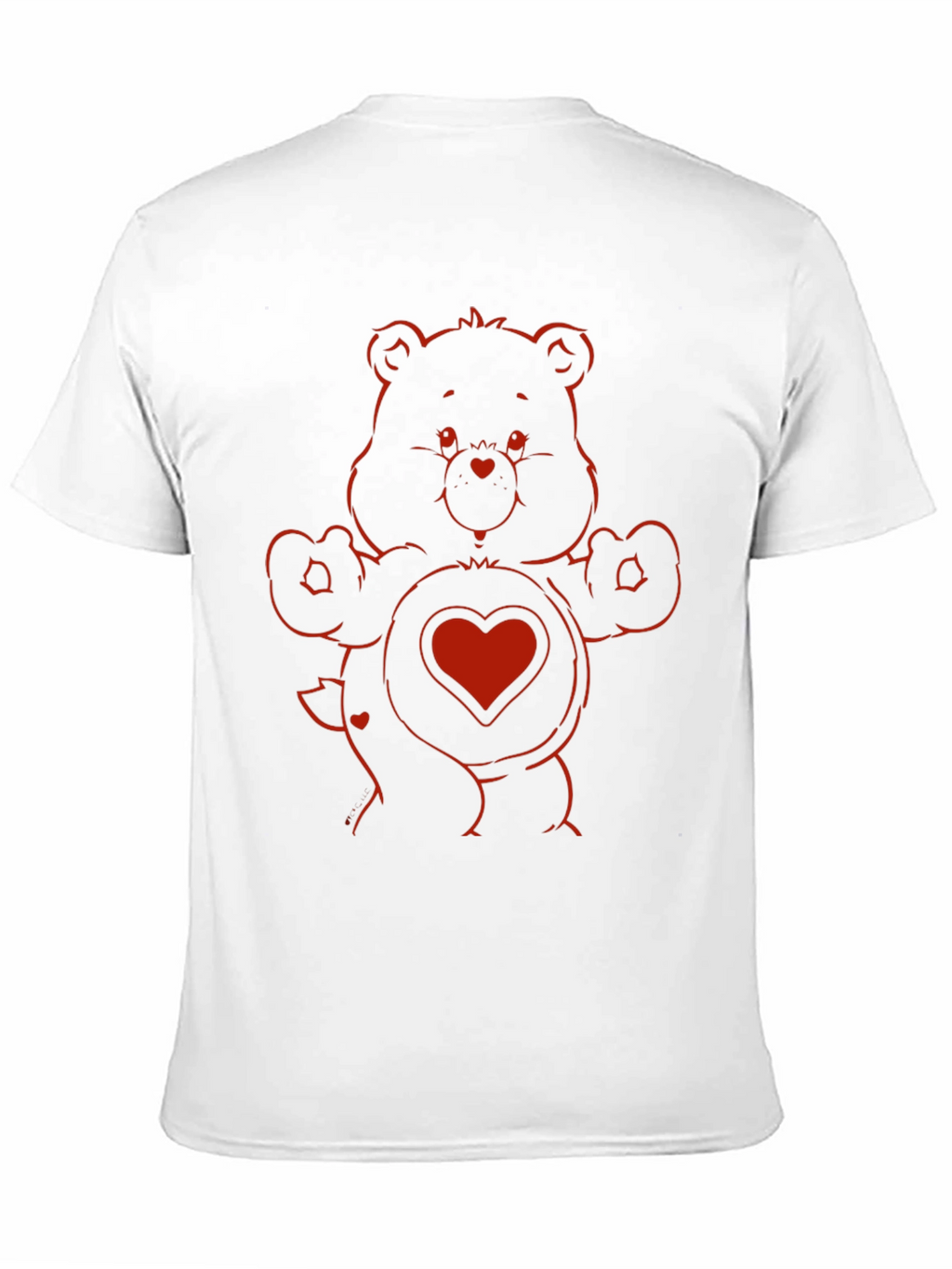 Red Bear Heart Graphic Black T-Shirt