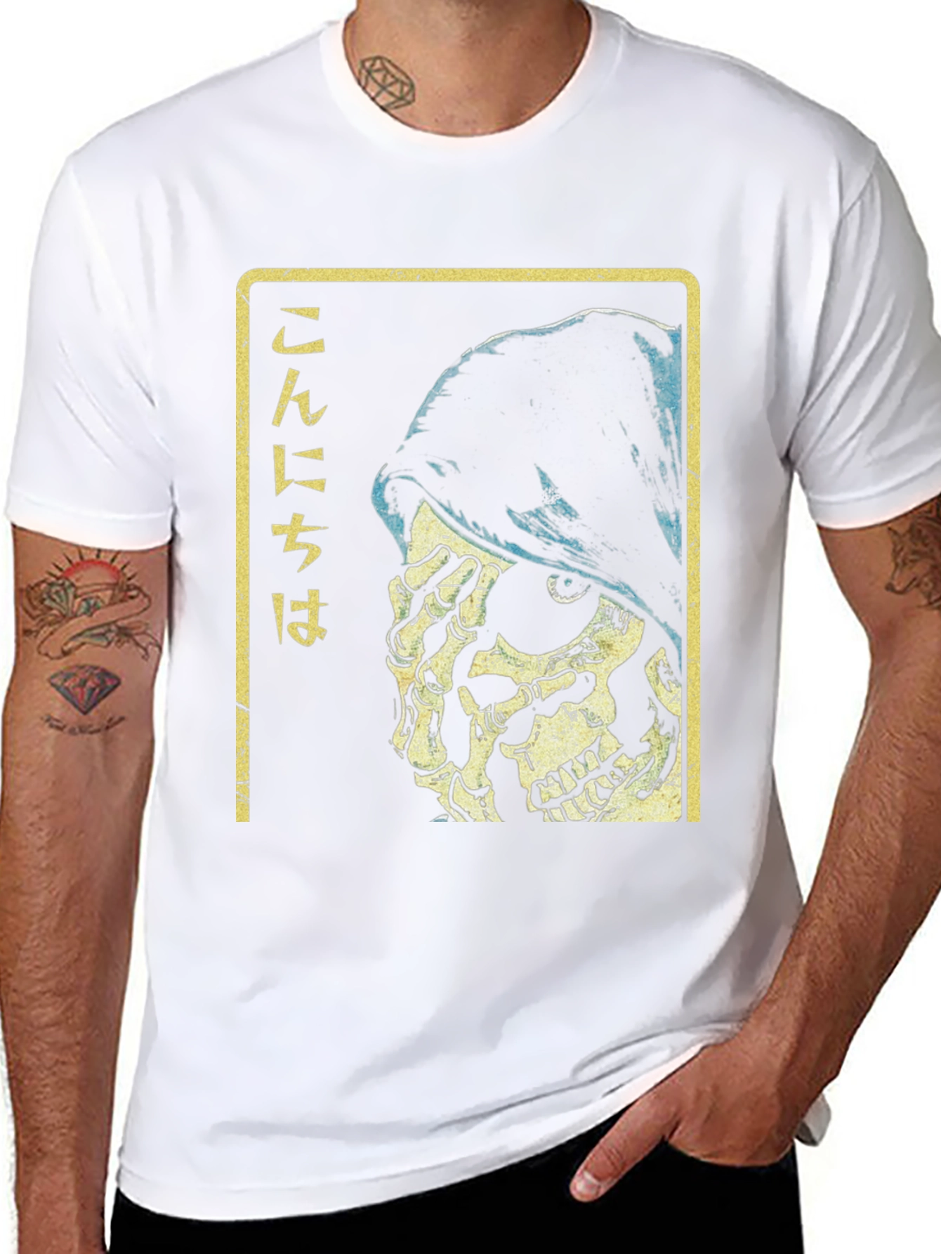 Grim Reaper Japanese Text Black Graphic Tee