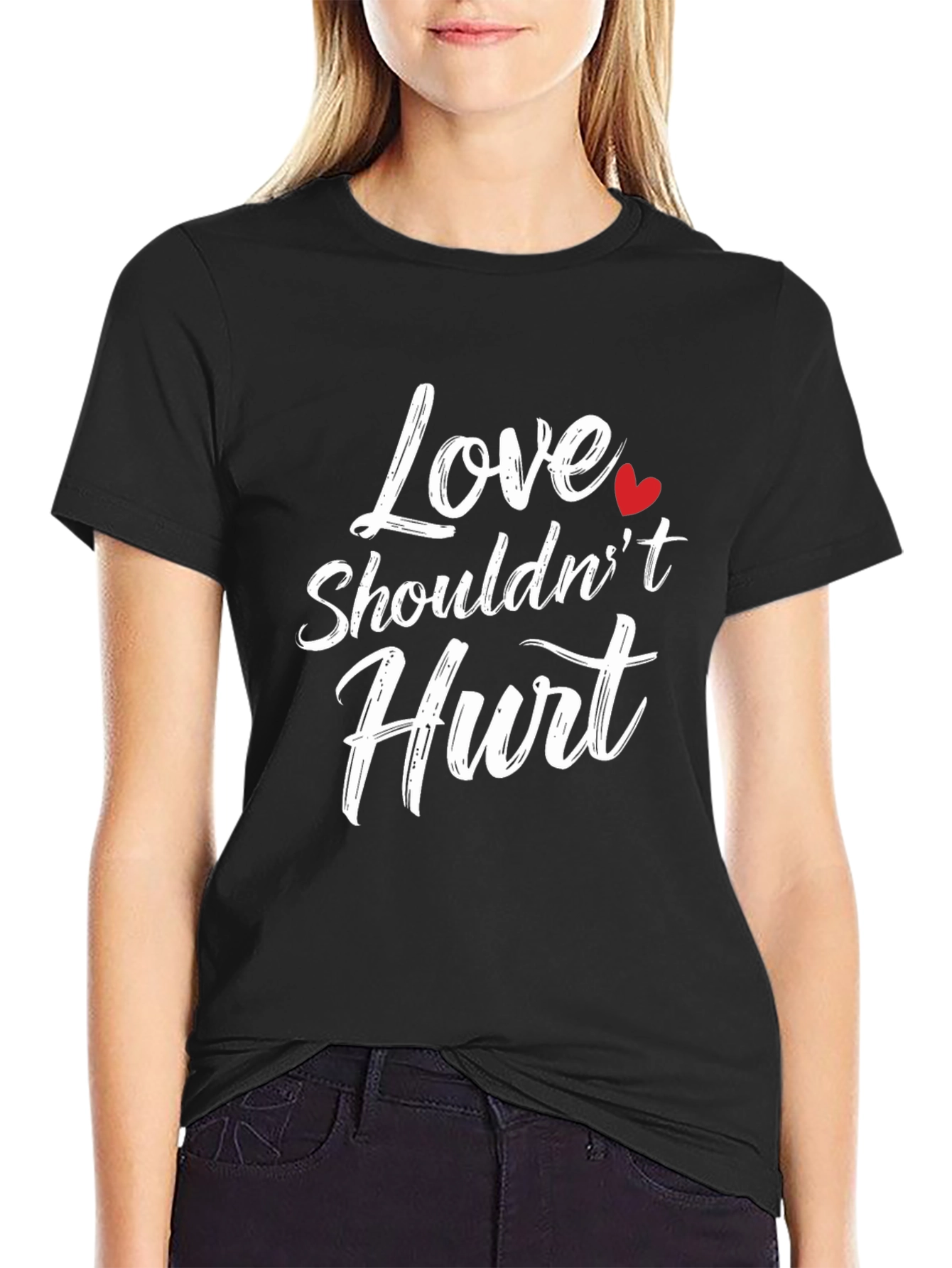 Love Shouldnt Hurt Black T-Shirt
