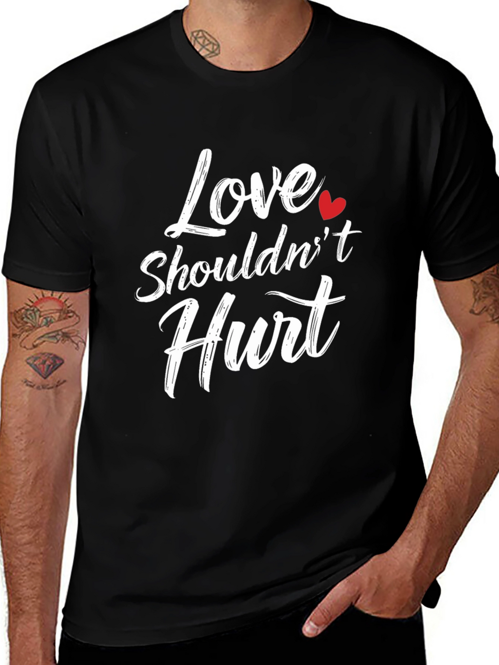 Love Shouldnt Hurt Black T-Shirt
