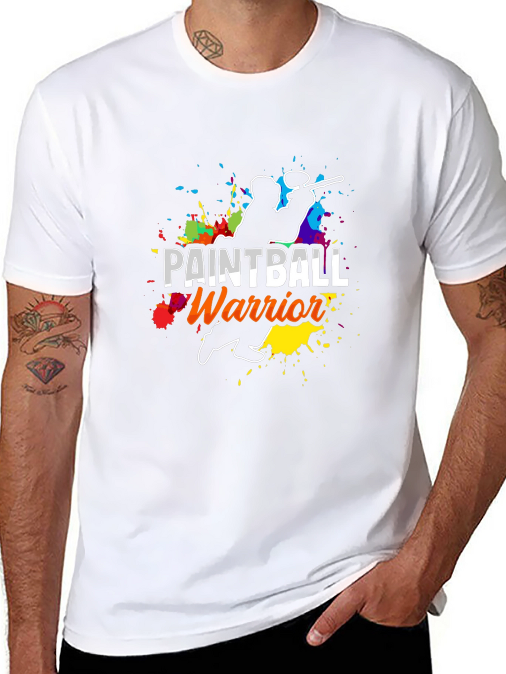 Paintball Warrior Graphic Tee - Black Cotton T-Shirt