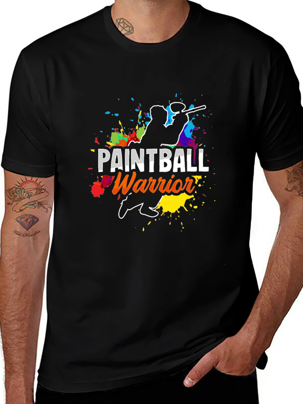 Paintball Warrior Graphic Tee - Black Cotton T-Shirt
