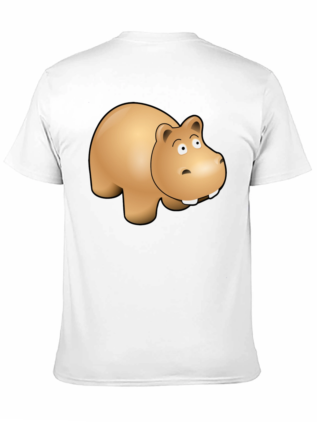 Cartoon Hippo Graphic Tee - Black Cotton Blend