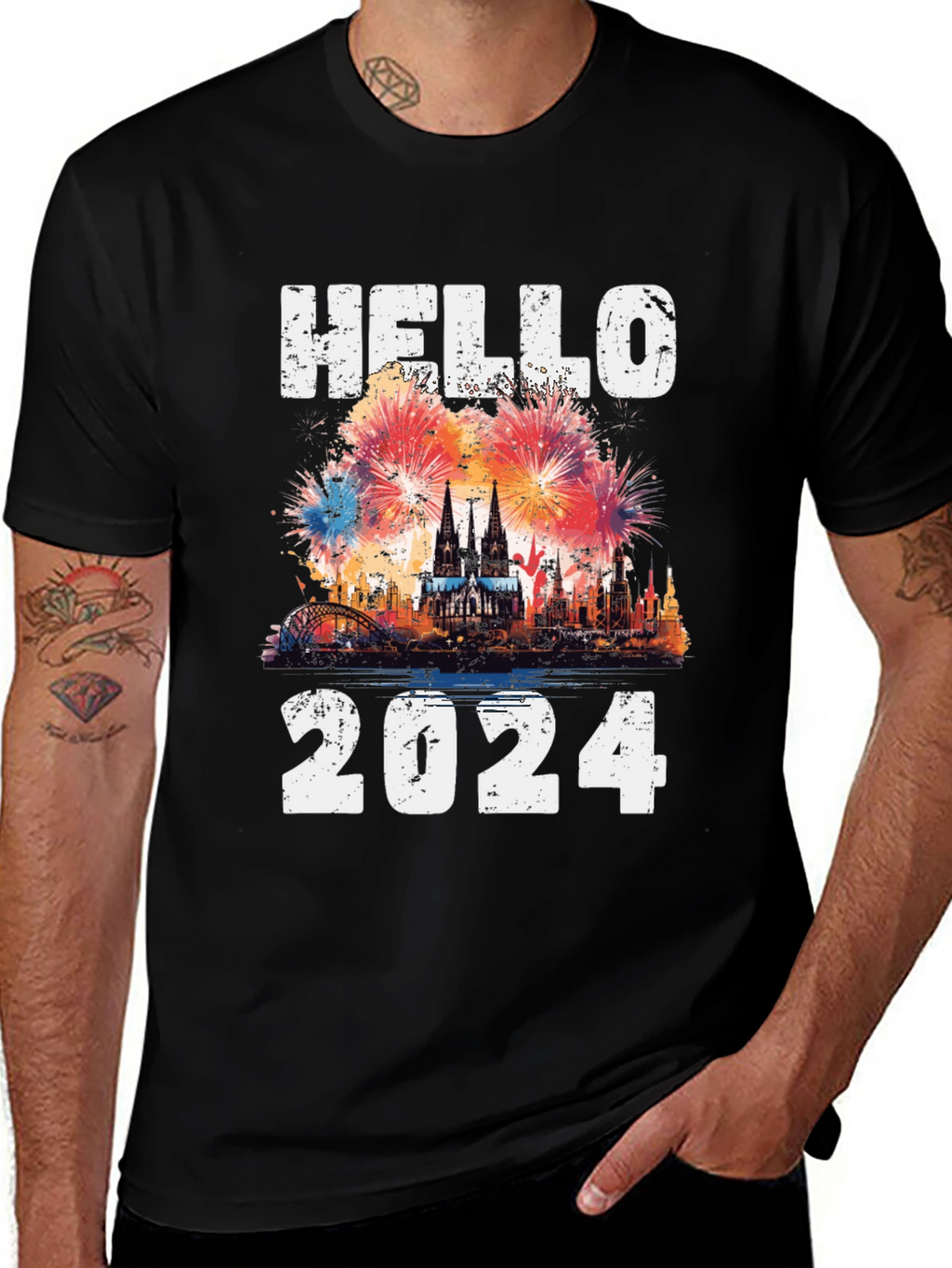Hello 2024 Fireworks T-Shirt