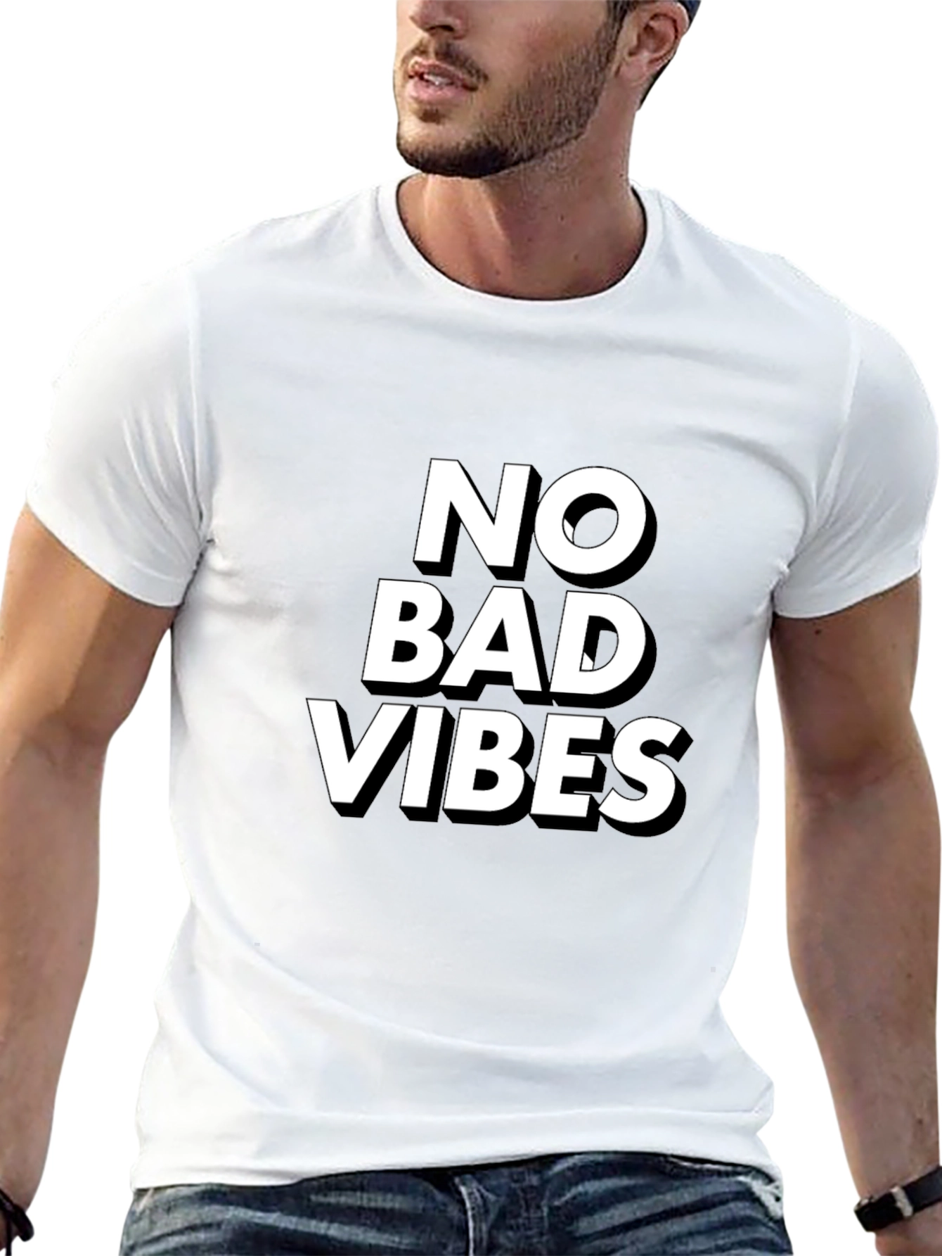 No Bad Vibes Black Graphic T-Shirt