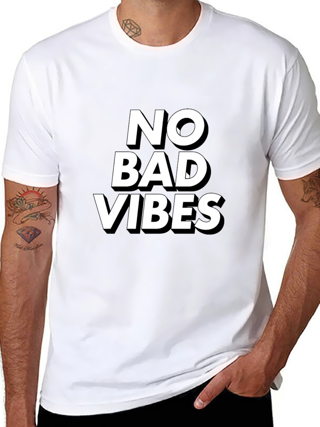 No Bad Vibes Black Graphic T-Shirt
