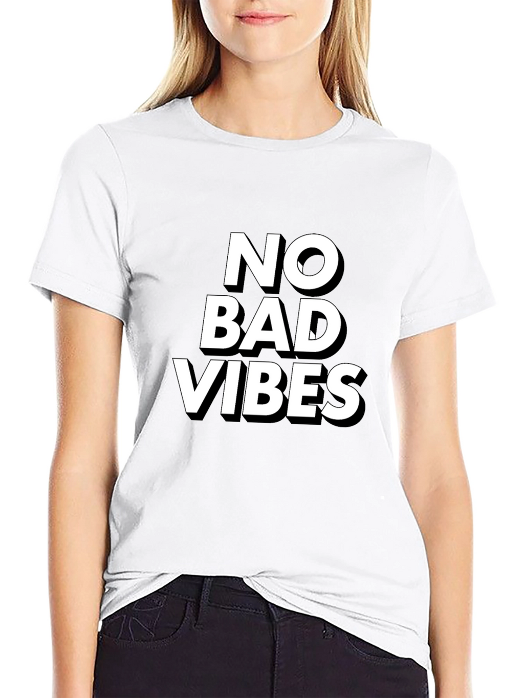 No Bad Vibes Black Graphic T-Shirt