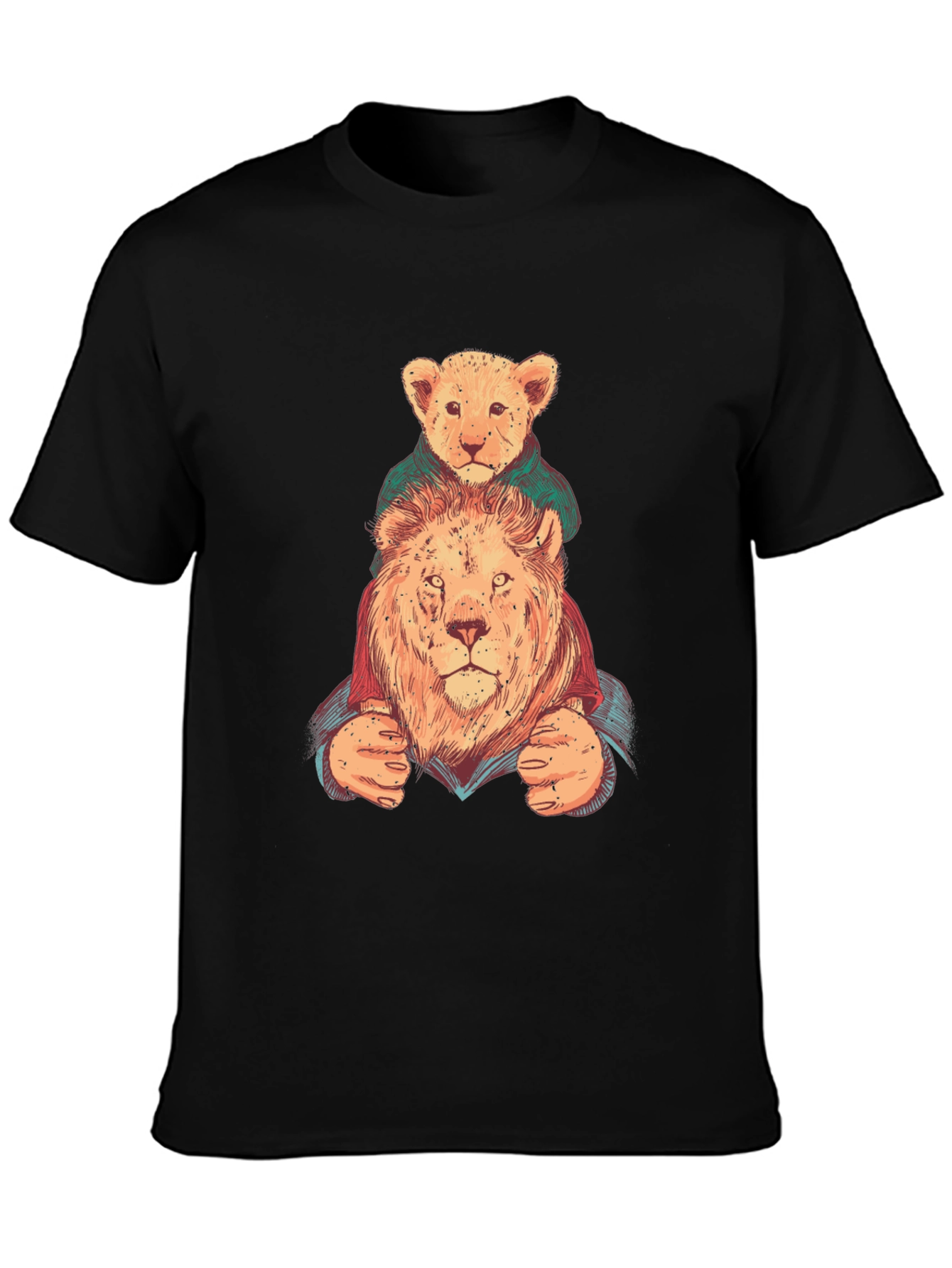 Lion & Cub Graphic Tee - Black