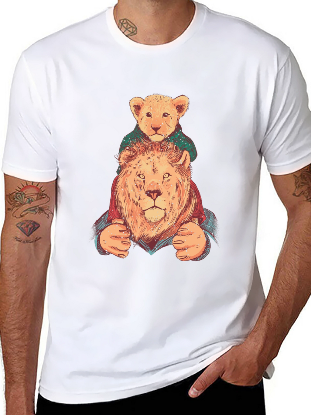 Lion & Cub Graphic Tee - Black