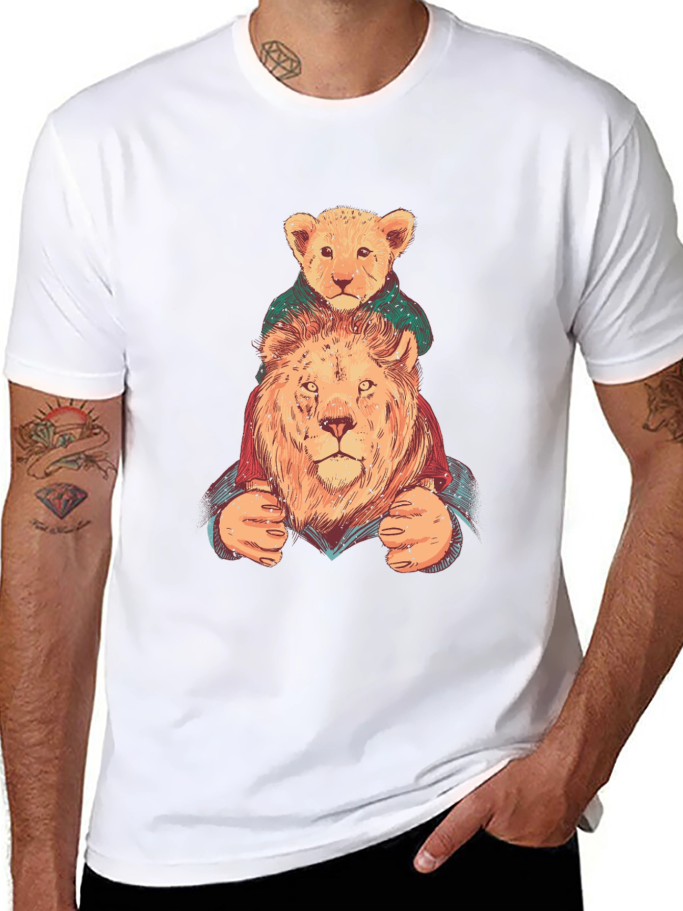 Lion & Cub Graphic Tee - Black