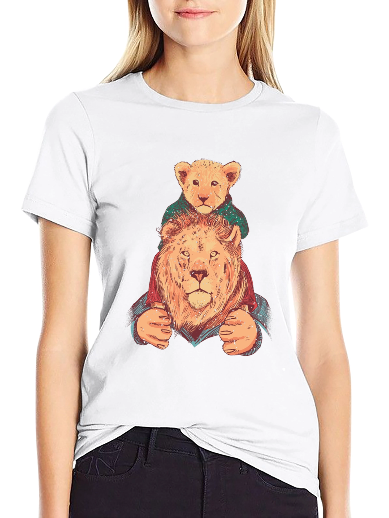 Lion & Cub Graphic Tee - Black