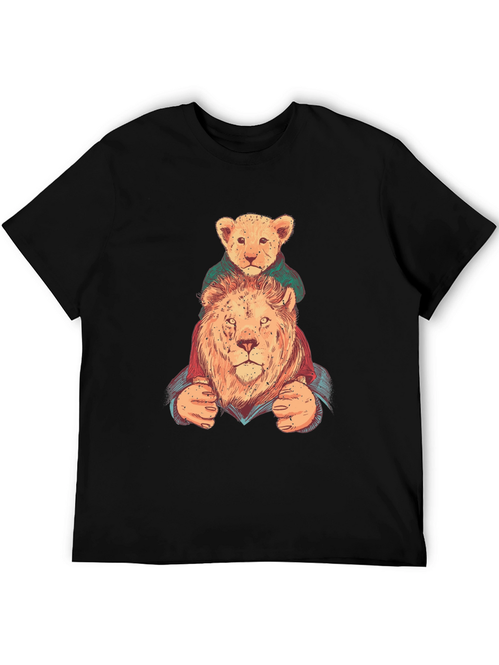 Lion & Cub Graphic Tee - Black