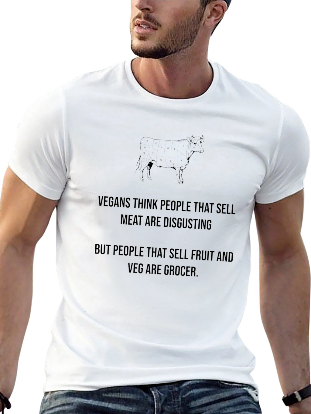 Vegan Grocer T-Shirt - Disgustingly Funny!