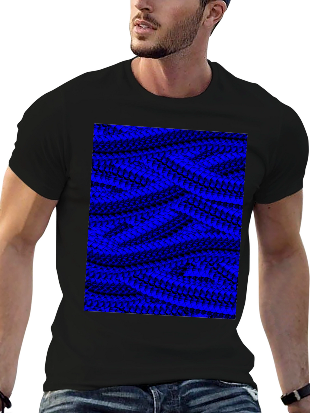 Abstract Blue Pattern Graphic Tee