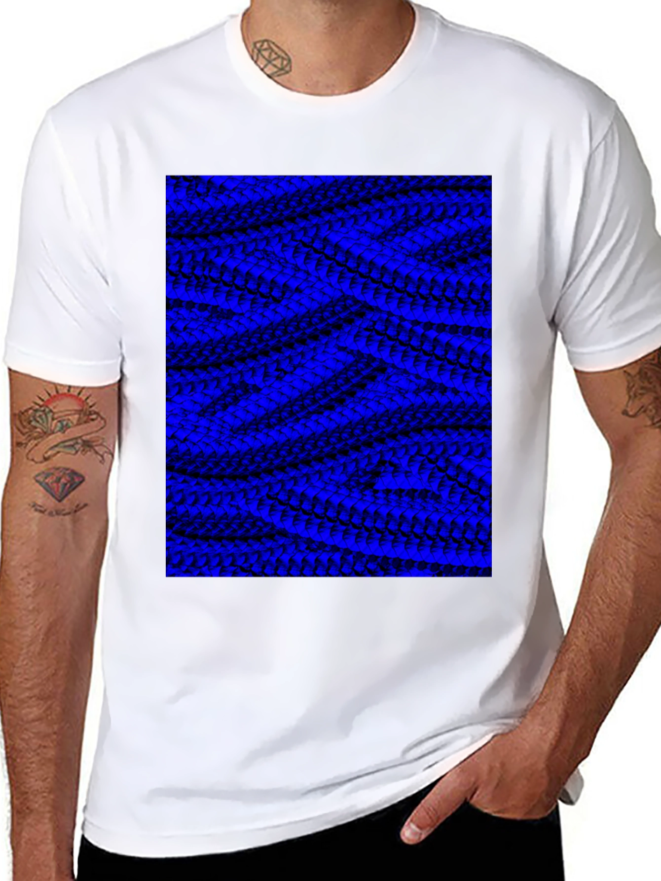Abstract Blue Pattern Graphic Tee