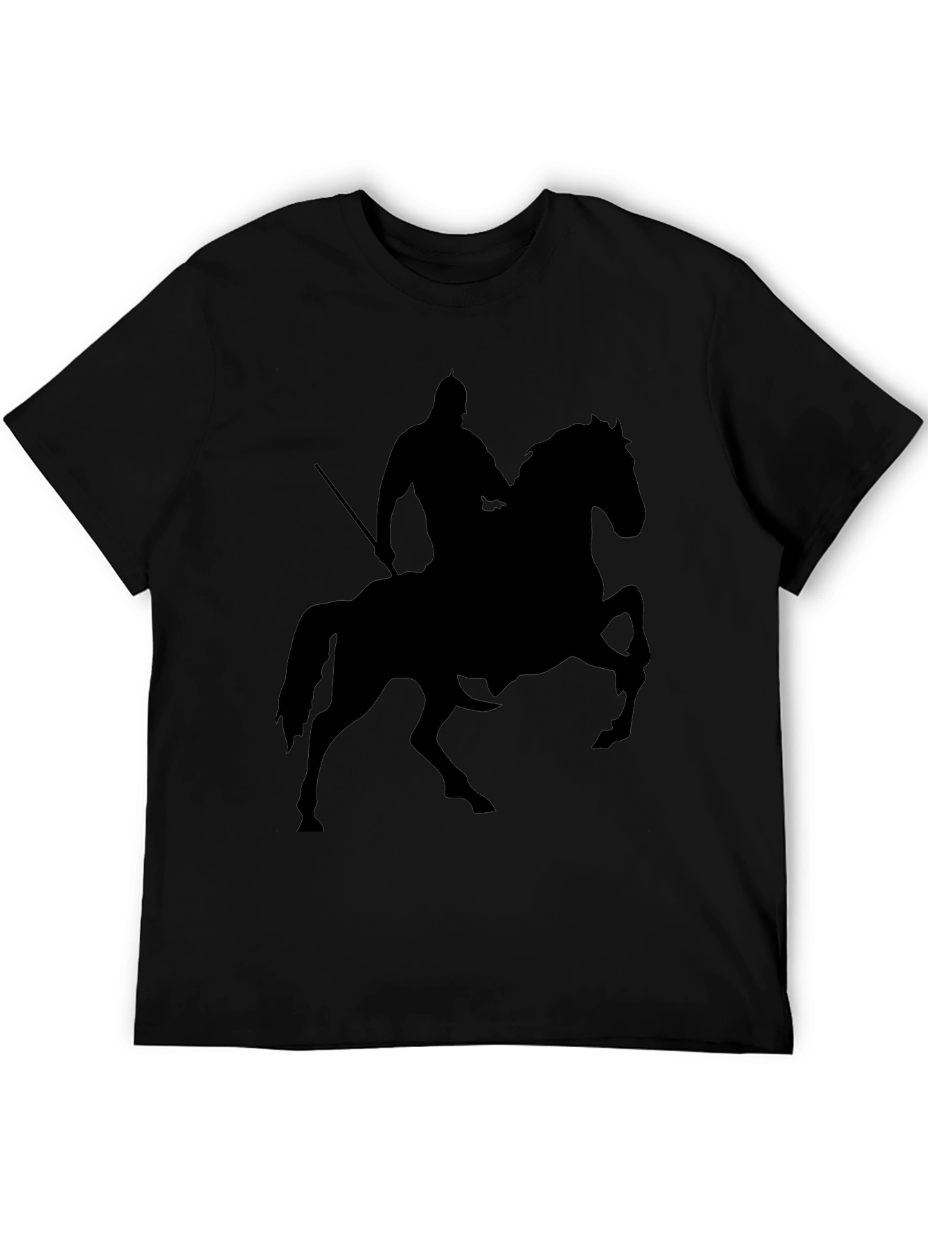 Knight on Horse Silhouette T-Shirt - Black
