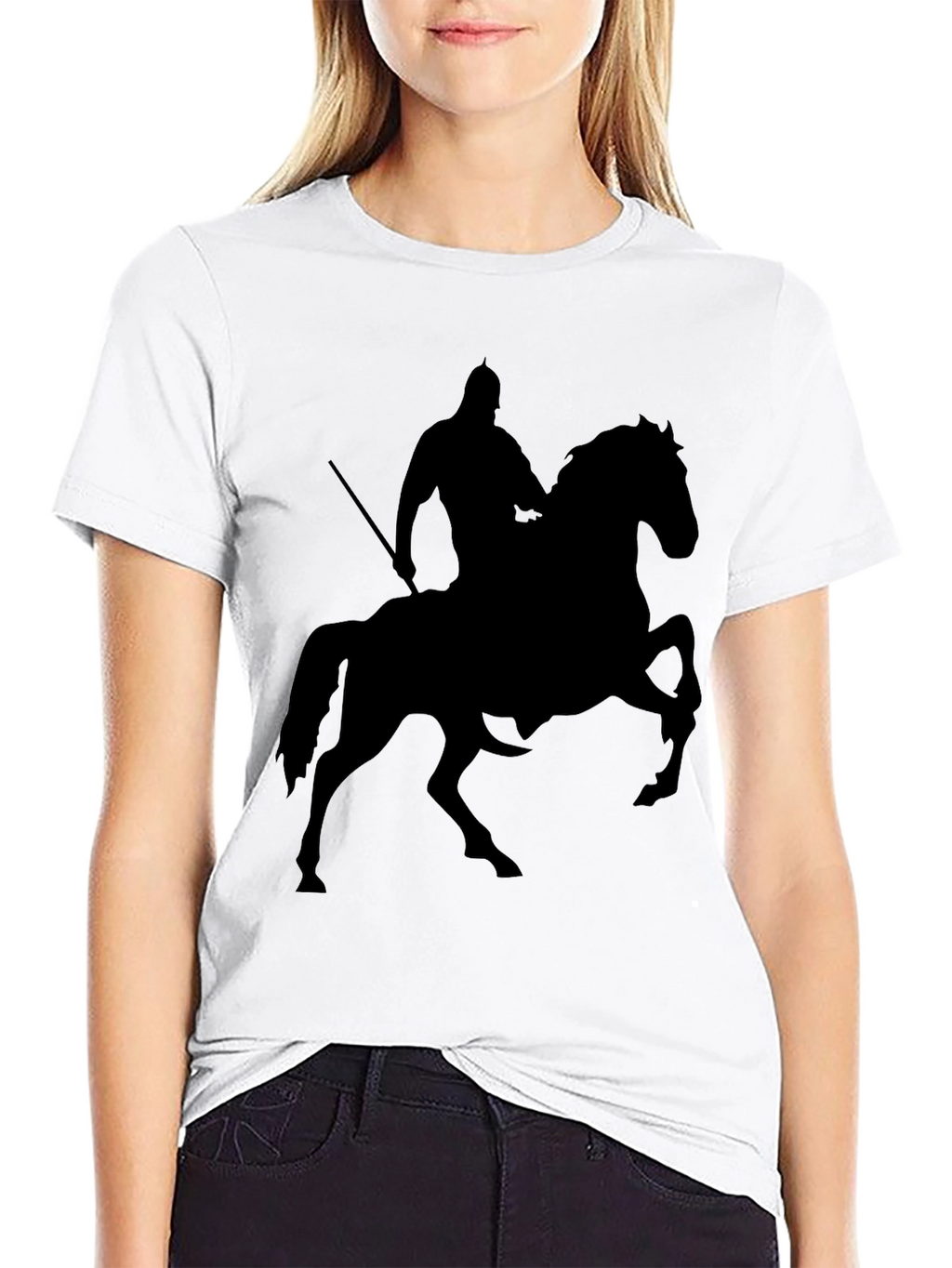 Knight on Horse Silhouette T-Shirt - Black