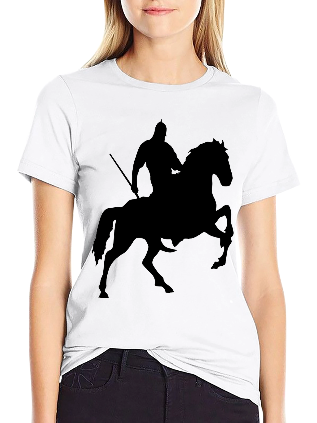 Knight on Horse Silhouette T-Shirt - Black
