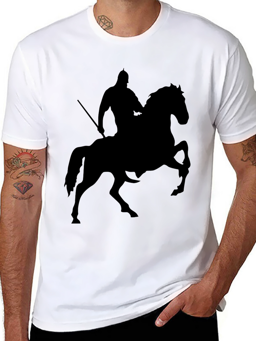 Knight on Horse Silhouette T-Shirt - Black