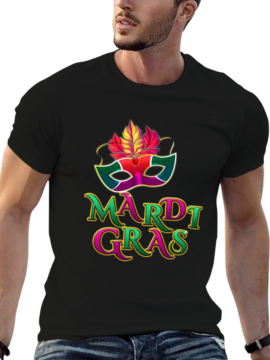 Mardi Gras Mask Graphic T-Shirt