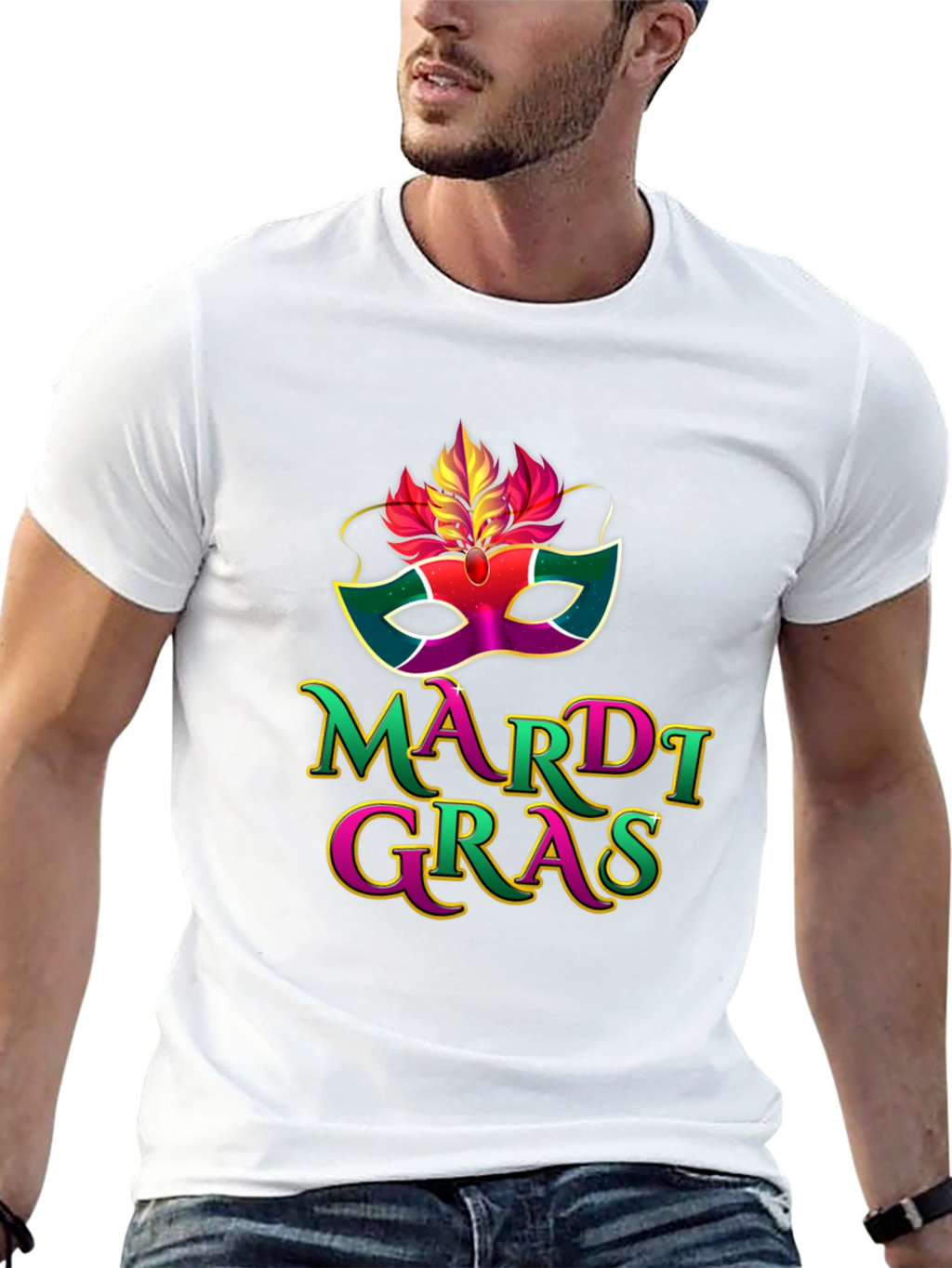 Mardi Gras Mask Graphic T-Shirt