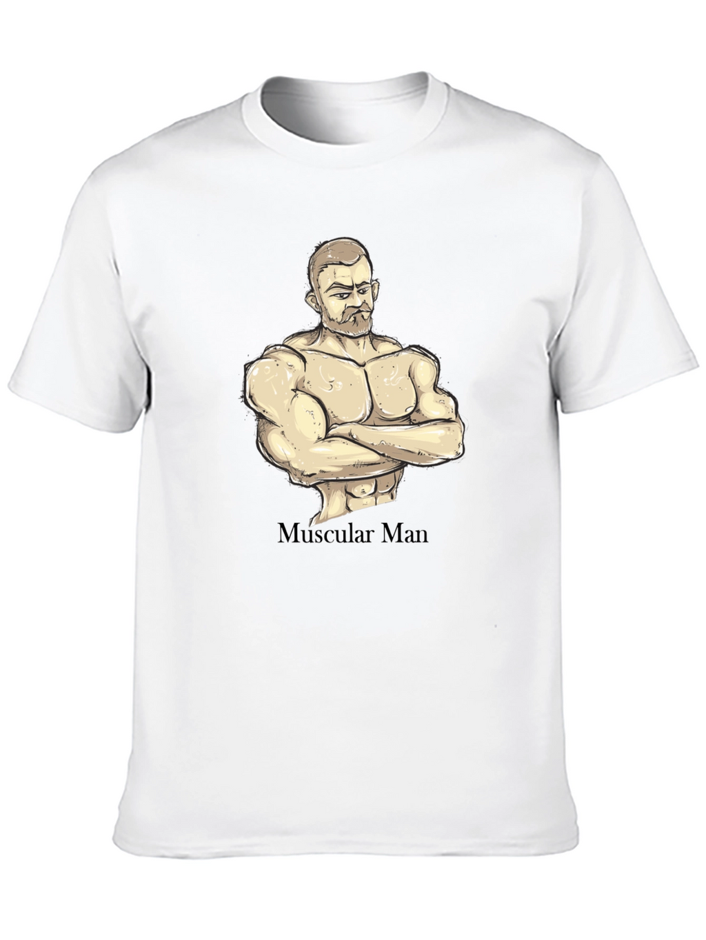Muscular Man Graphic T-Shirt - Black Cotton Tee