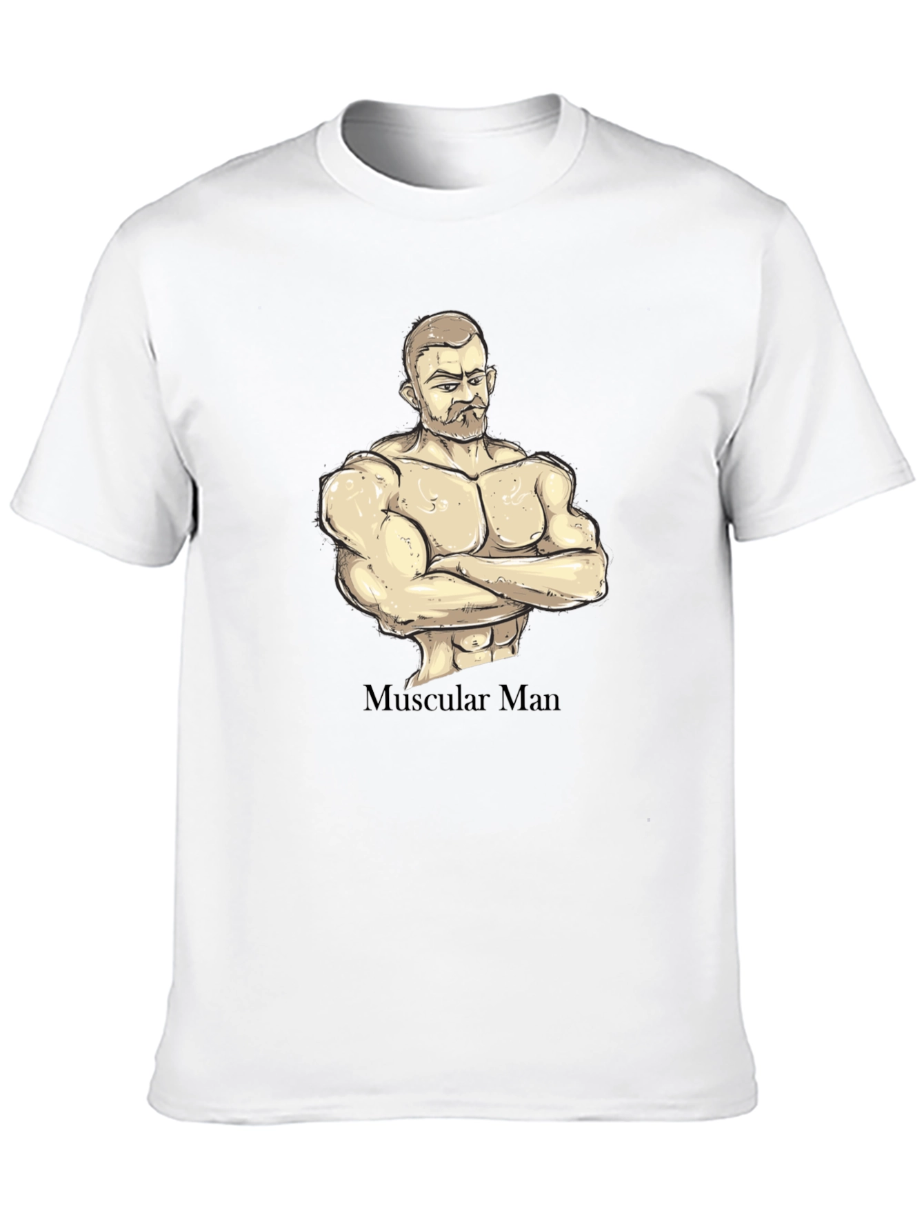 Muscular Man Graphic T-Shirt - Black Cotton Tee