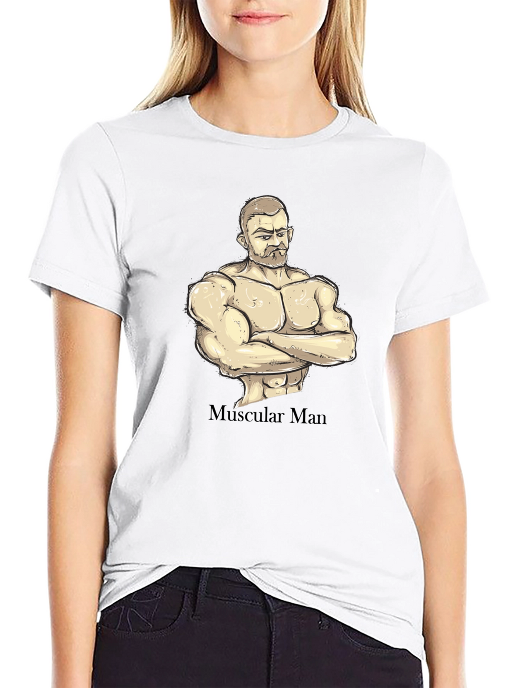 Muscular Man Graphic T-Shirt - Black Cotton Tee