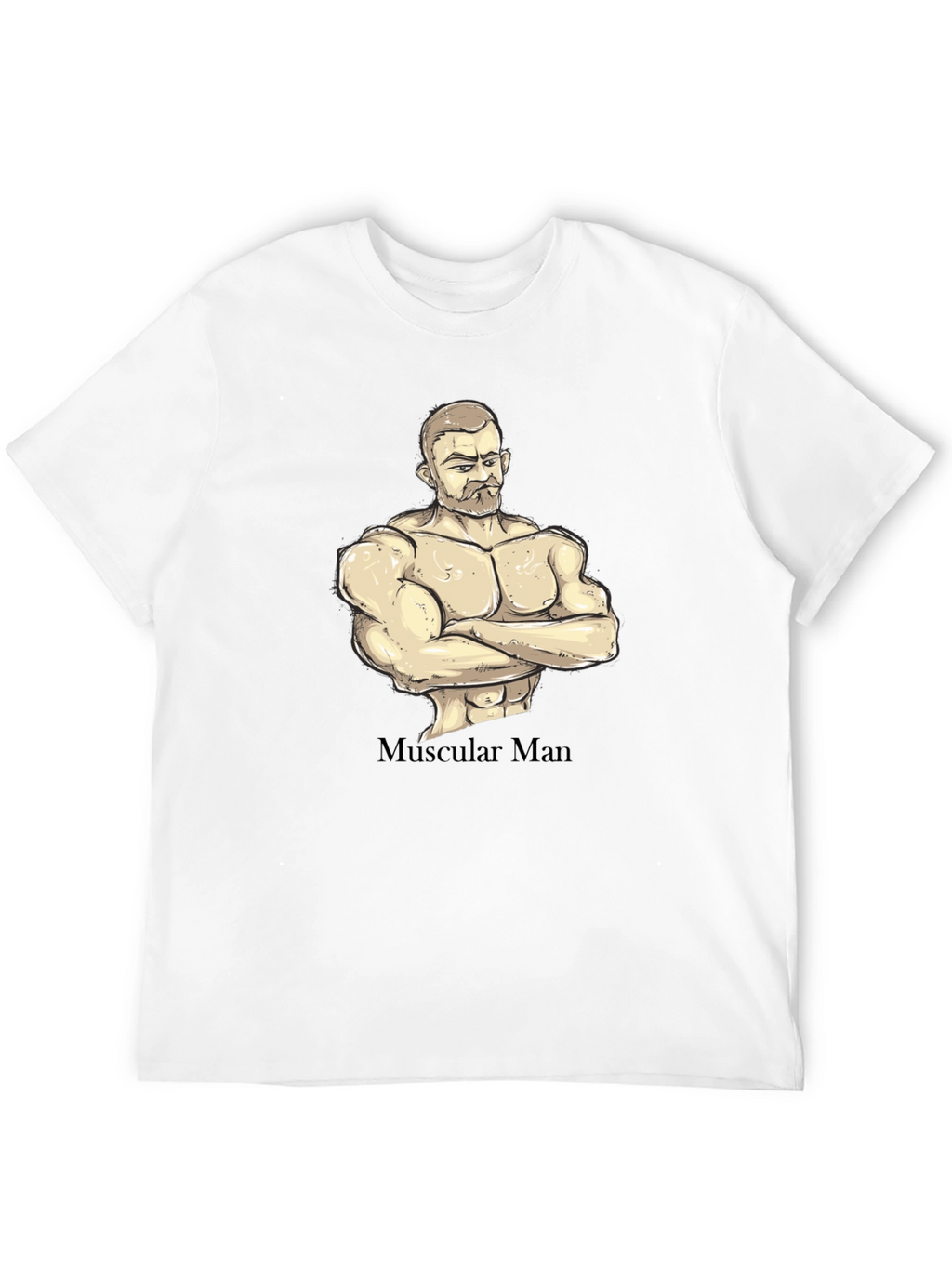 Muscular Man Graphic T-Shirt - Black Cotton Tee