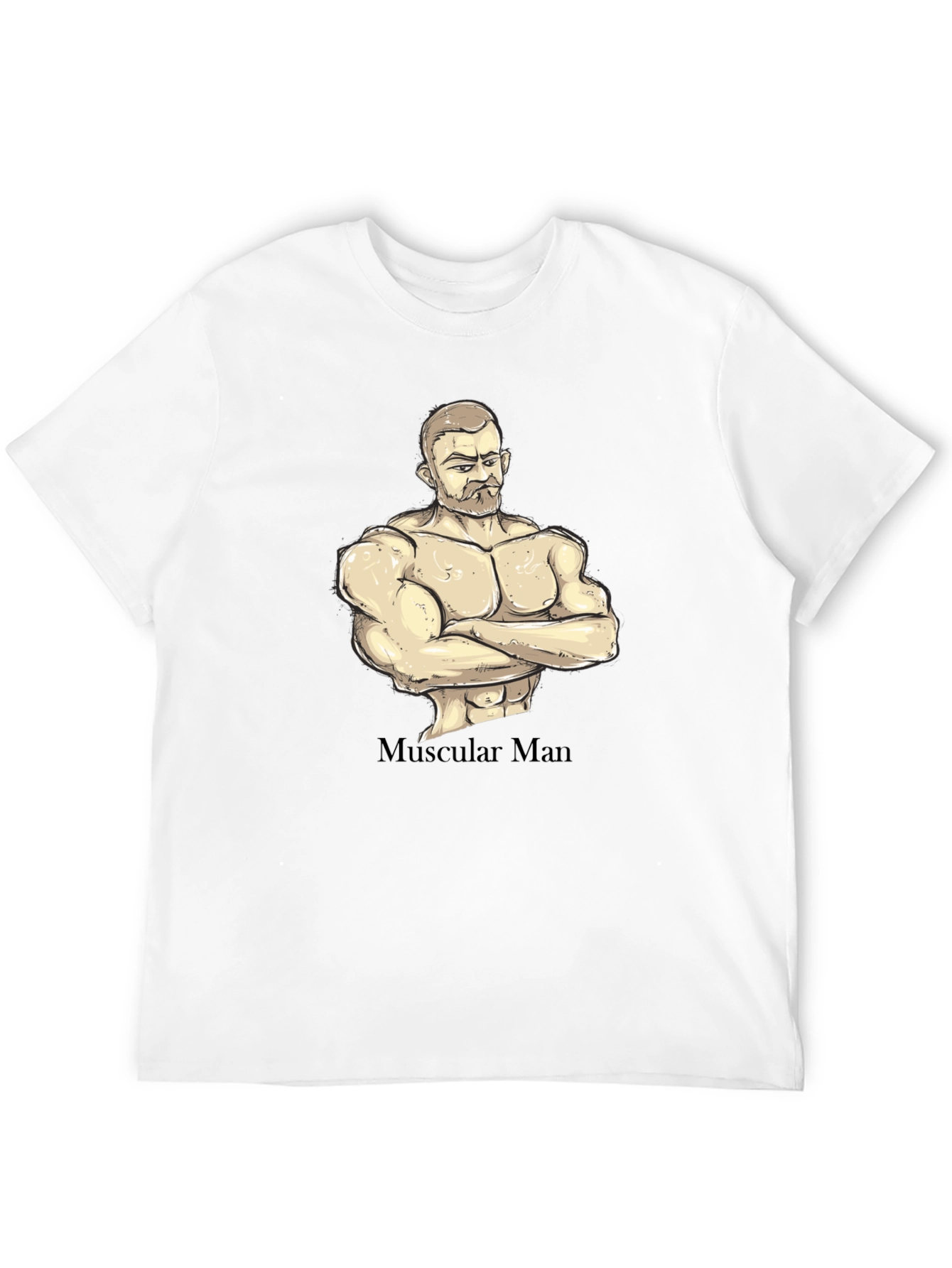 Muscular Man Graphic T-Shirt - Black Cotton Tee