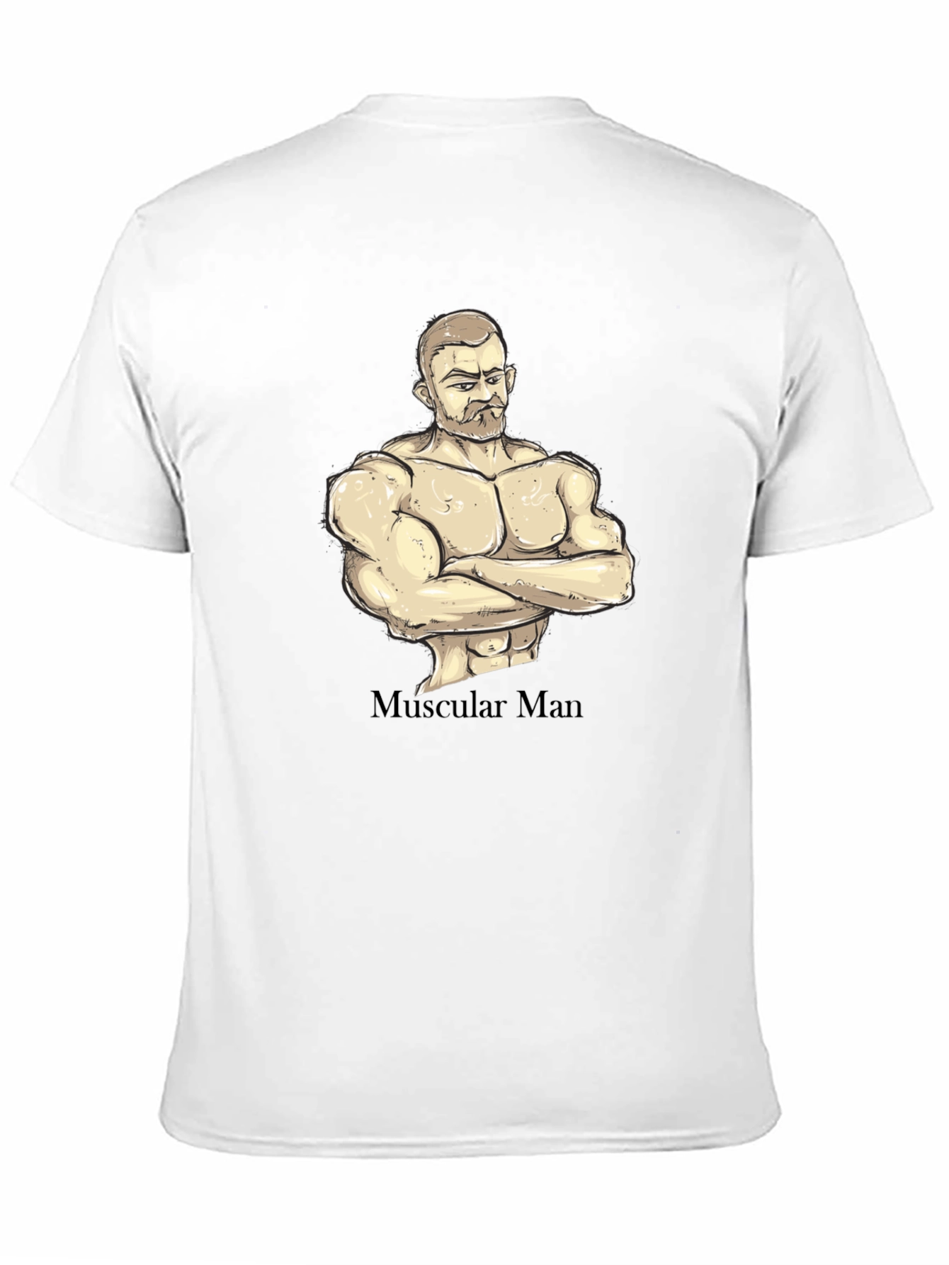 Muscular Man Graphic T-Shirt - Black Cotton Tee