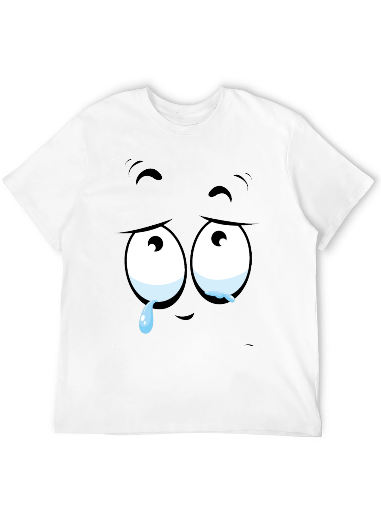 Expressive Sad Face Graphic Print Mens Black T-Shirt