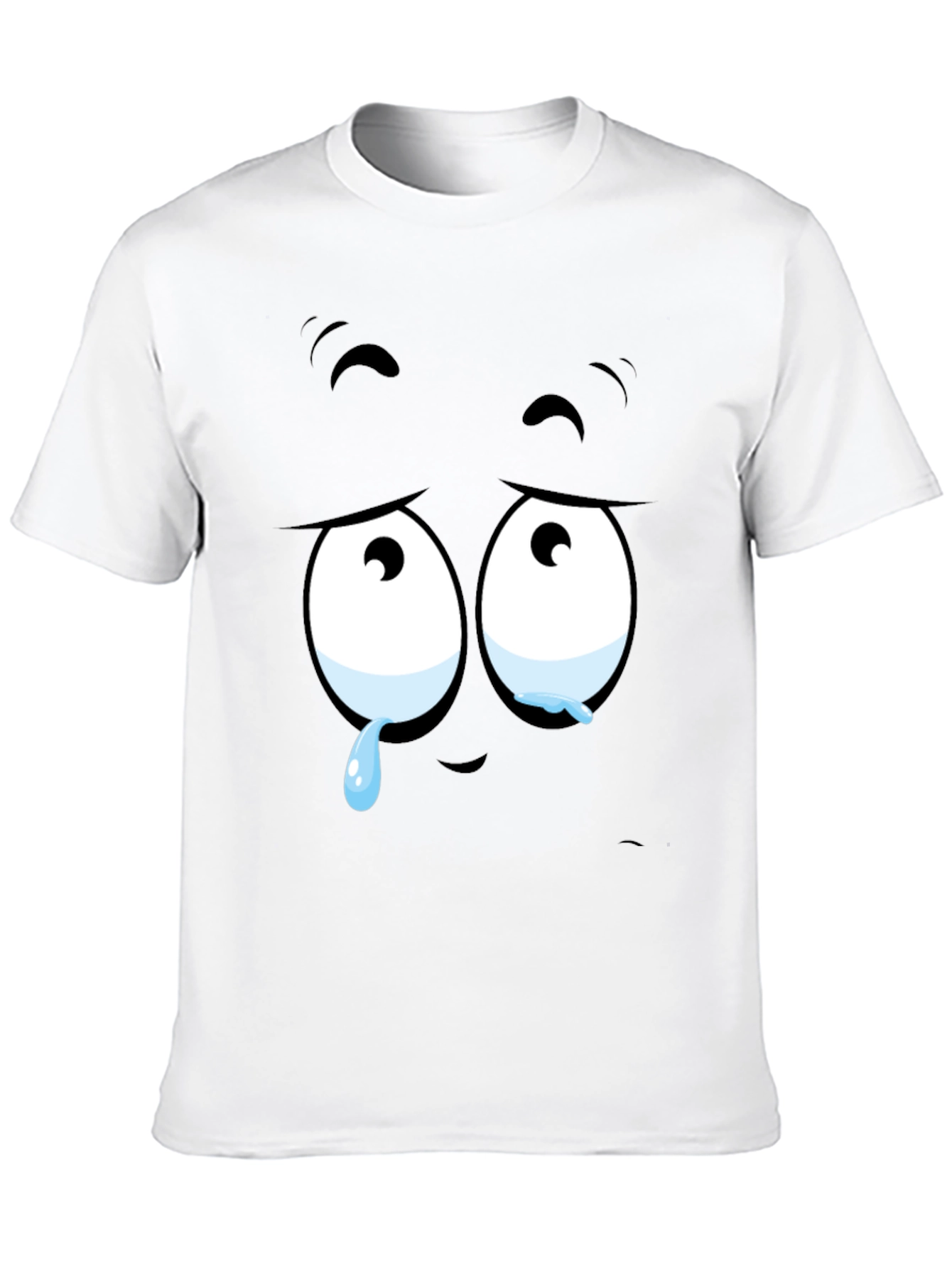 Expressive Sad Face Graphic Print Mens Black T-Shirt
