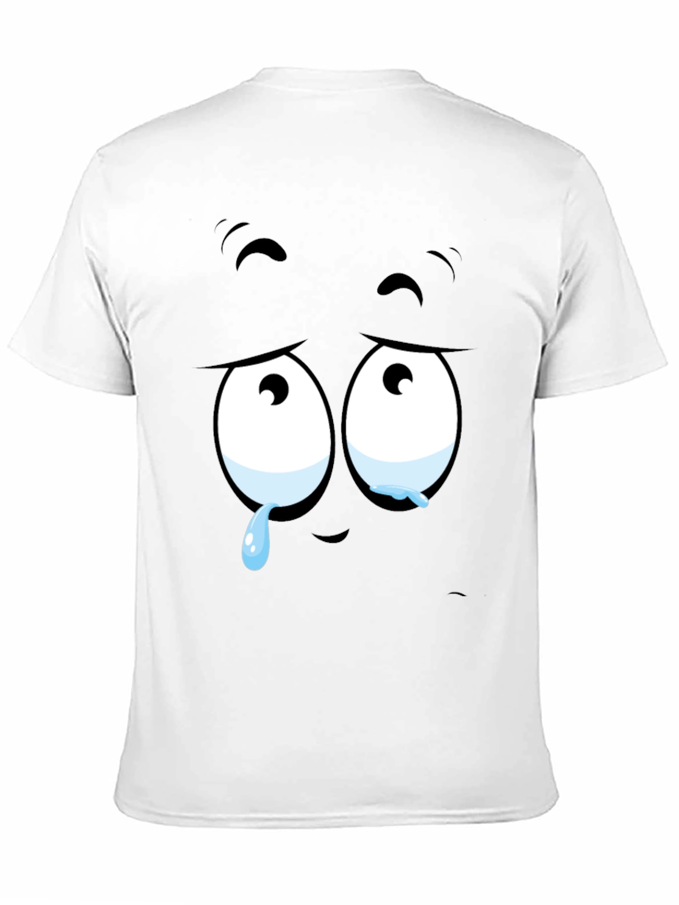 Expressive Sad Face Graphic Print Mens Black T-Shirt