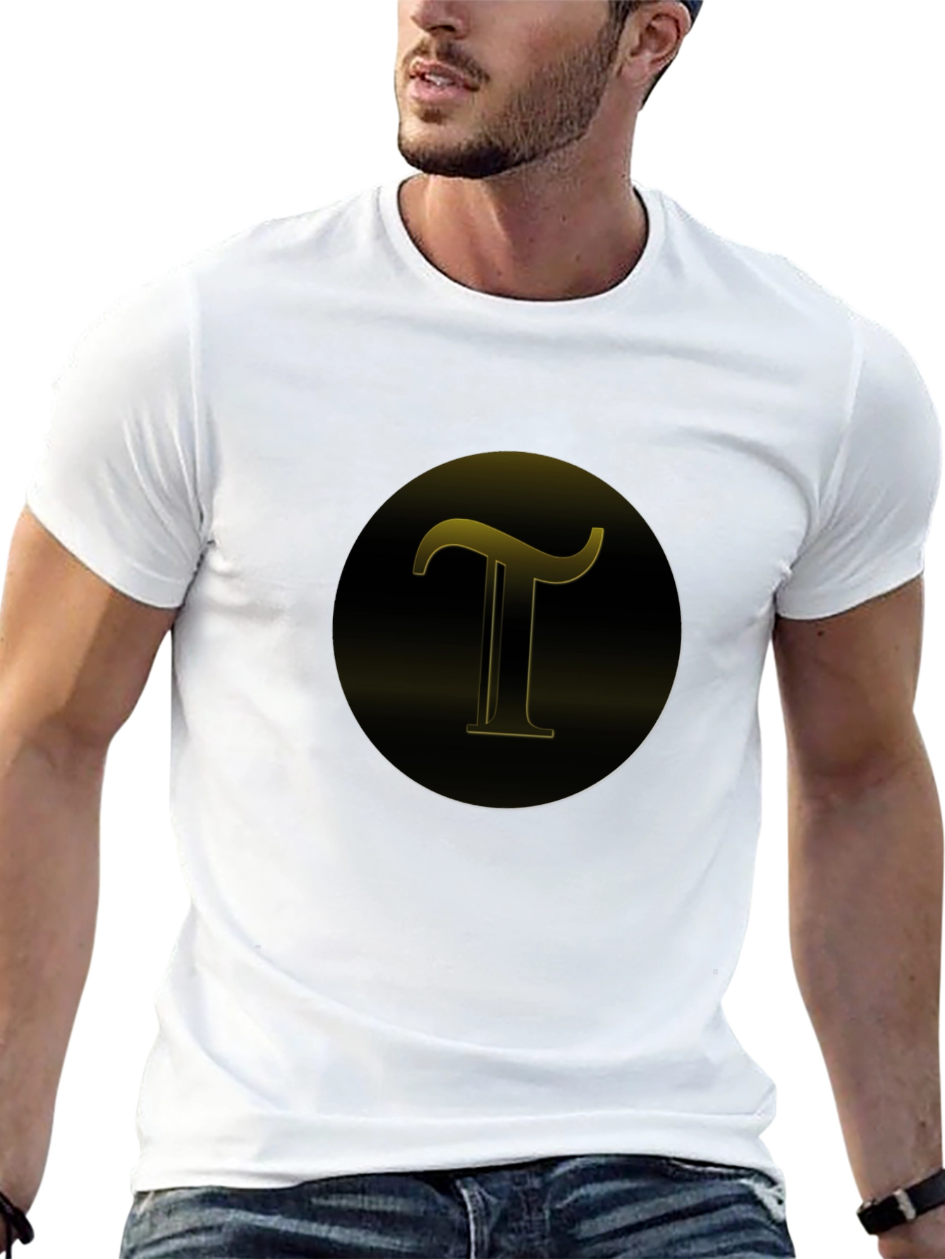 Black T-Shirt with Gold T Design