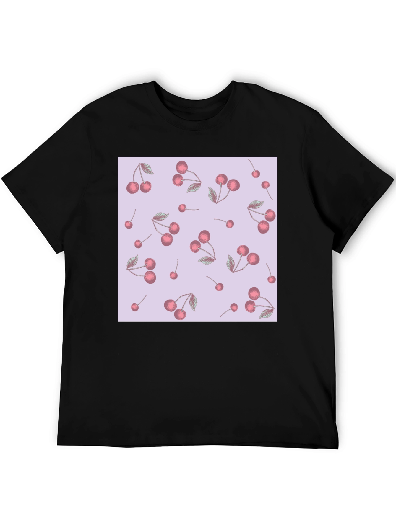 Cherry Pattern Black T-Shirt