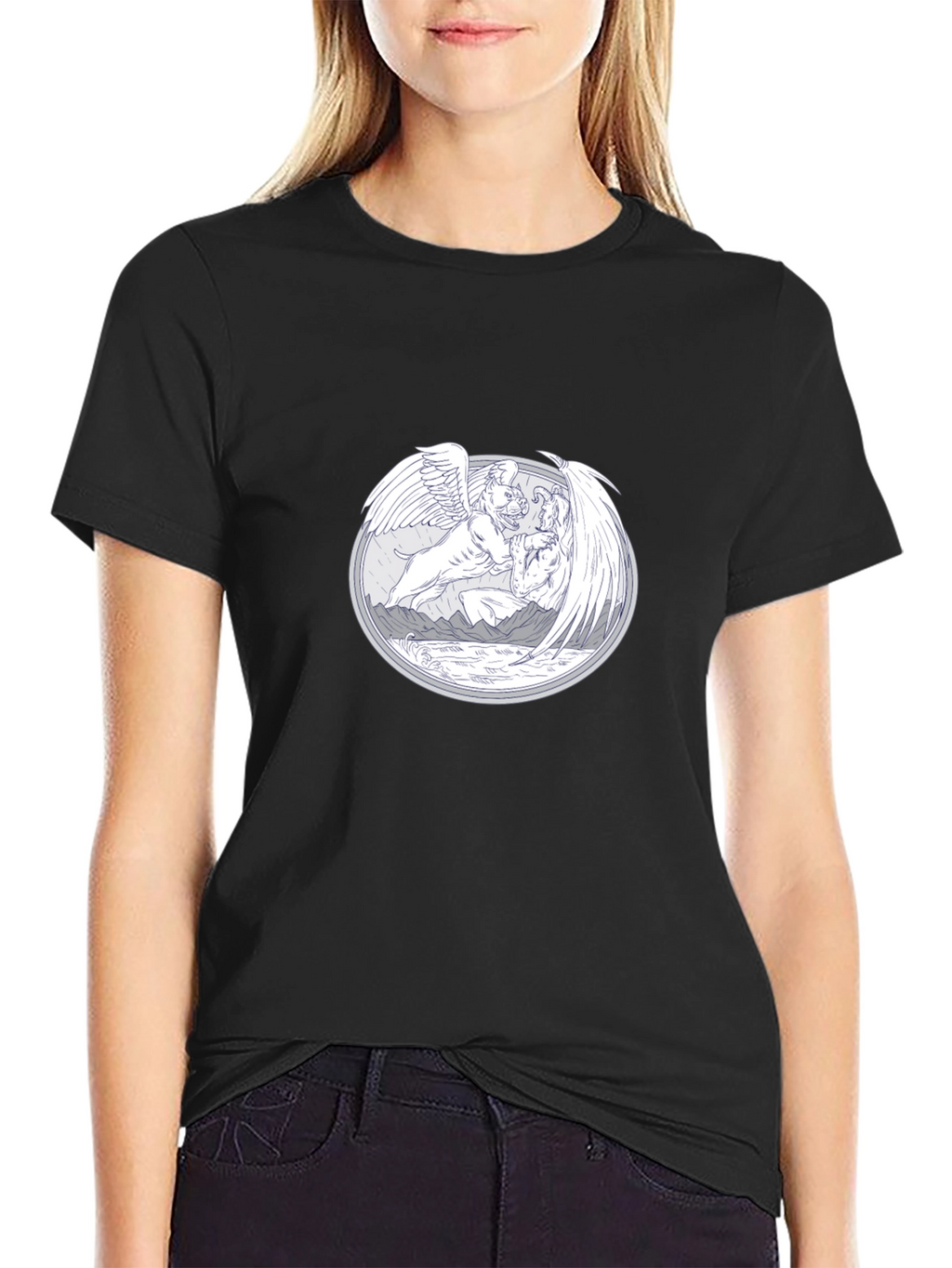 Unique Graphic T-Shirt - Mythical Winged Design