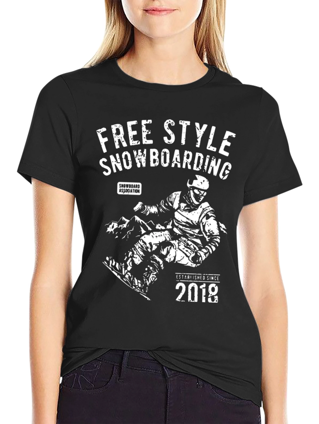 Freestyle Snowboarding Graphic Tee - Black Cotton T-Shirt